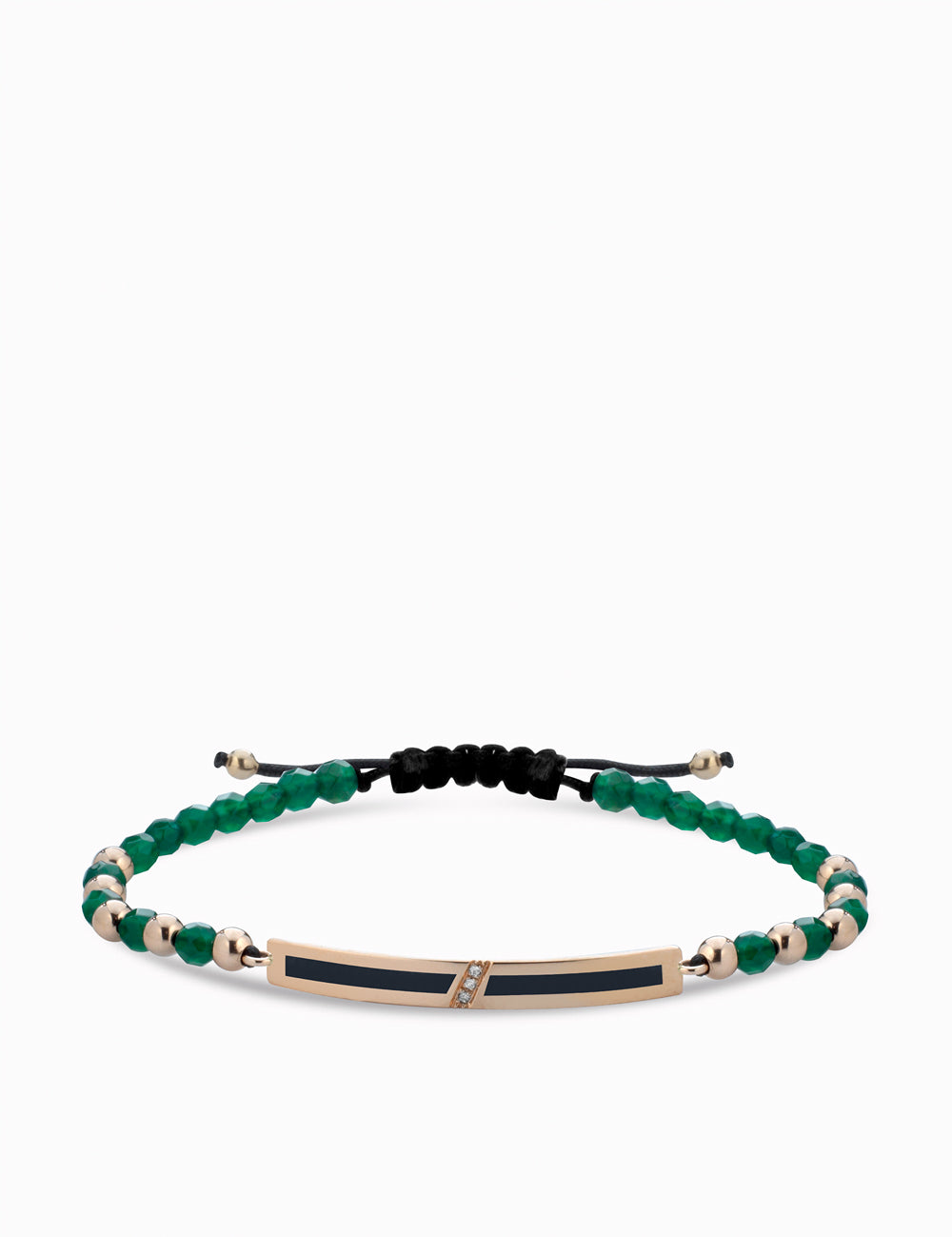 bracciale bacchetta smaltata in oro rosa con ematite verde e diamanti