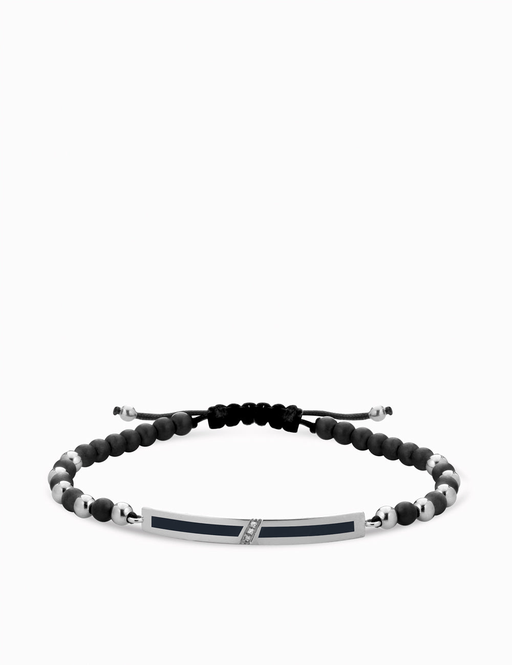 bracciale bacchetta smaltata in oro bianco con onice e diamanti