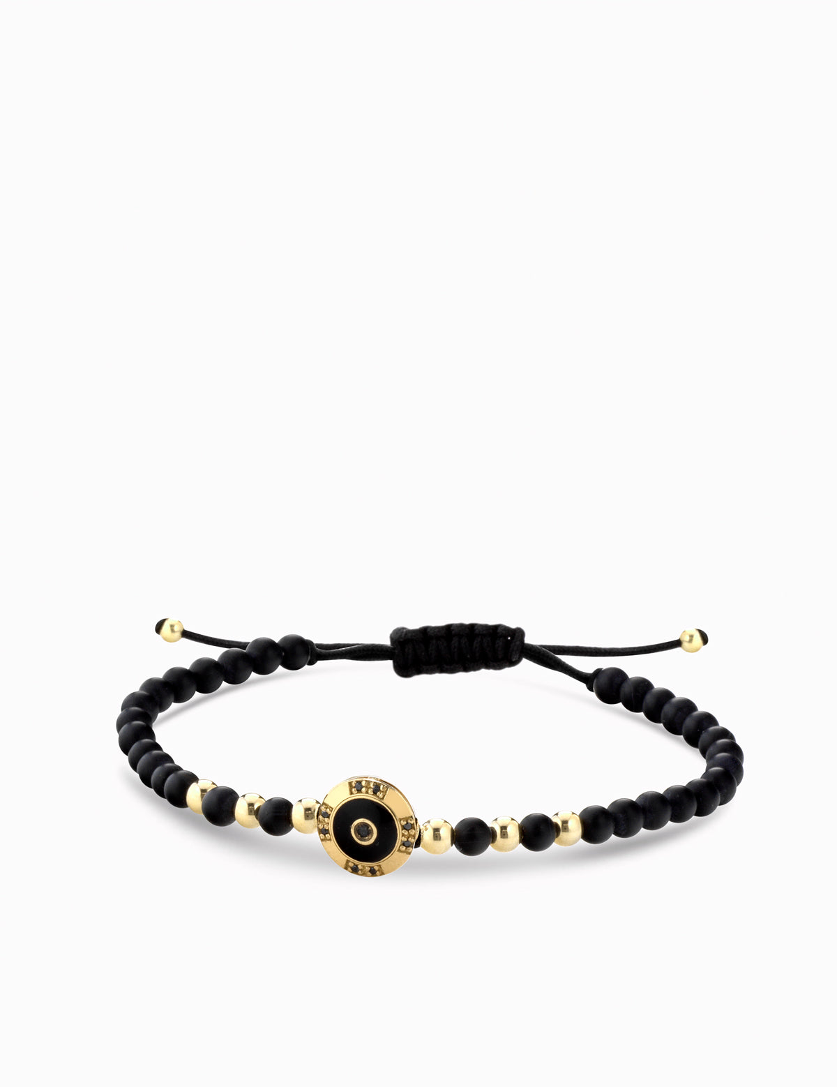 Bracciale a monetina in oro giallo con diamanti neri ed onice