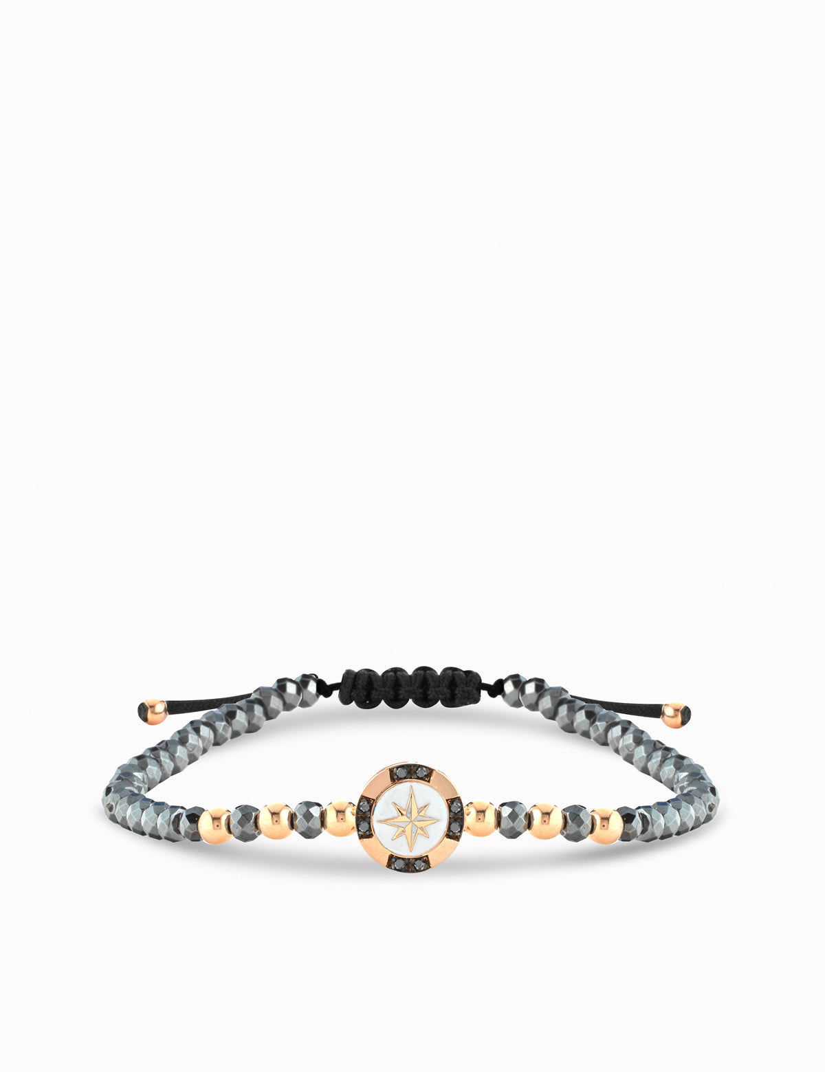 bracciale con rosa dei venti e diamanti neri