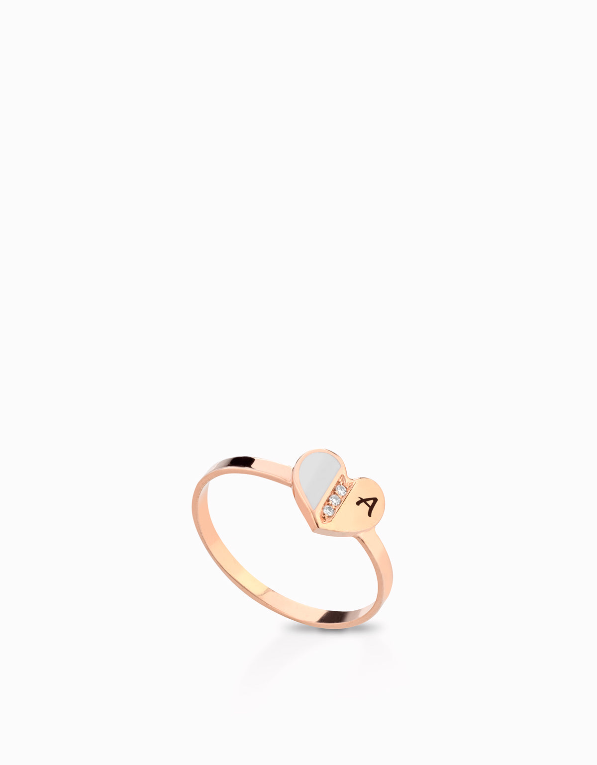 ANELLO IN ORO ROSA 9KT, CON SMALTO E DIAMANTI