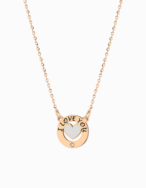 Collana Lunga Con Ciondolo A Cuore In Oro Rosa E Argento - Cristalli, 70 Cm, Donna - 5