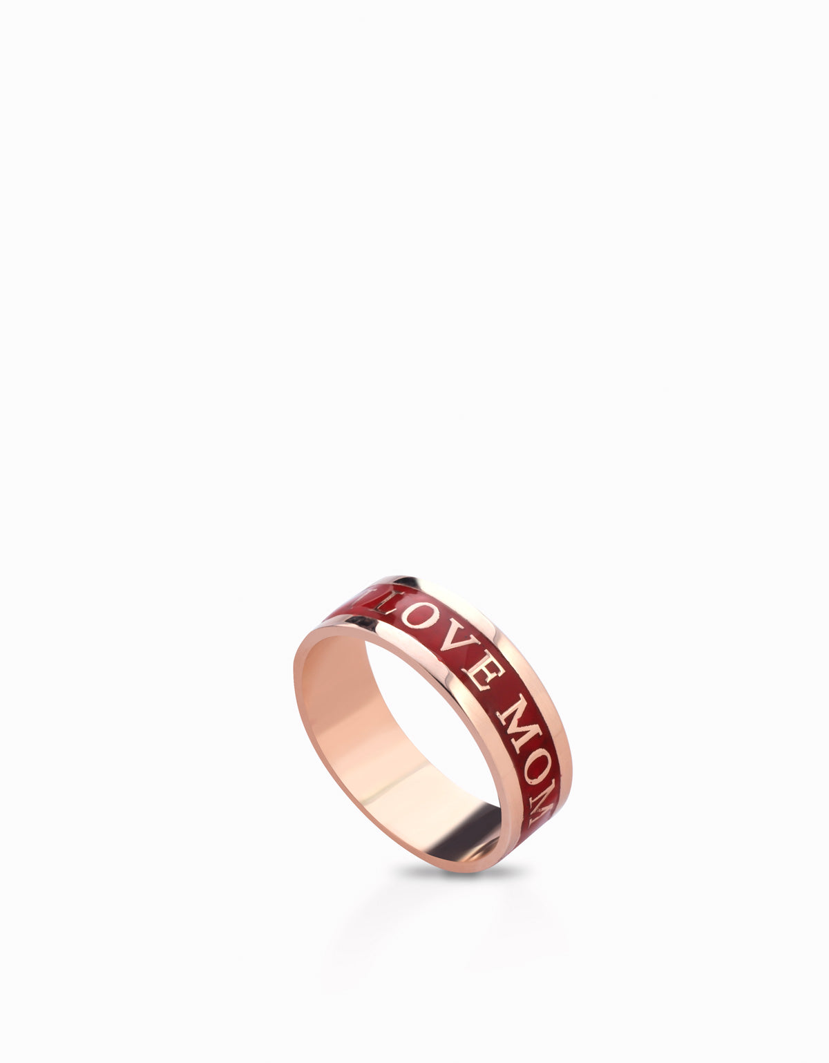 Anello con fascia smaltata rossa scritta e diamantino