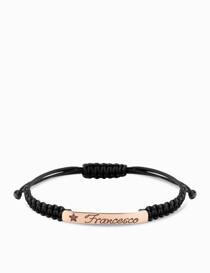 bracciale a laccio con targhetta più incisione oro 9kt