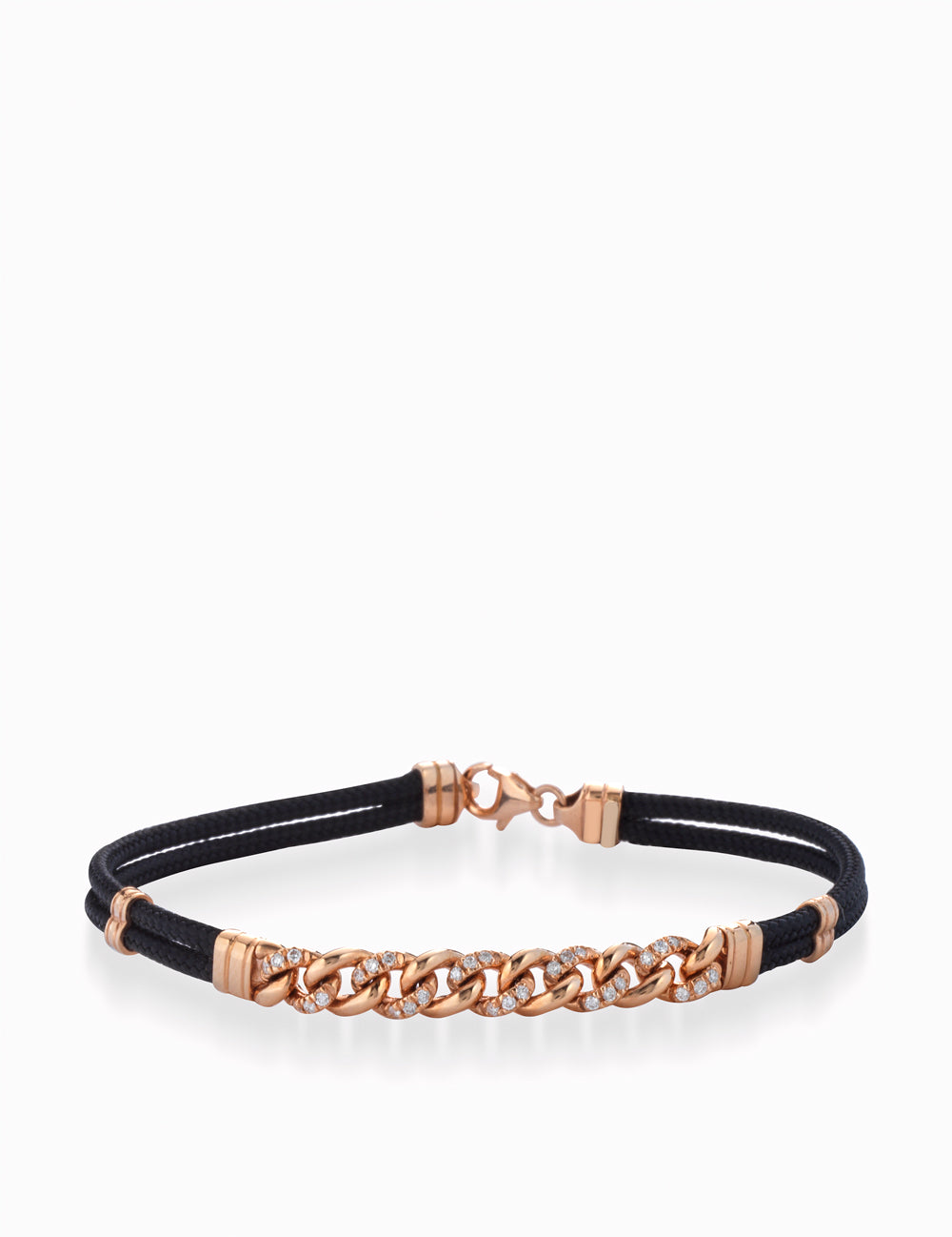 BRACCIALE CON LACCIO E GRUMETTA DI DIAMANTI IN ORO ROSA