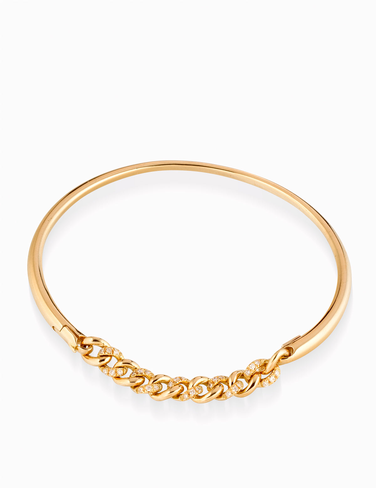 BRACCIALE RIGIDO CON GRUMETTA IN ORO ROSA CON DIAMANTI