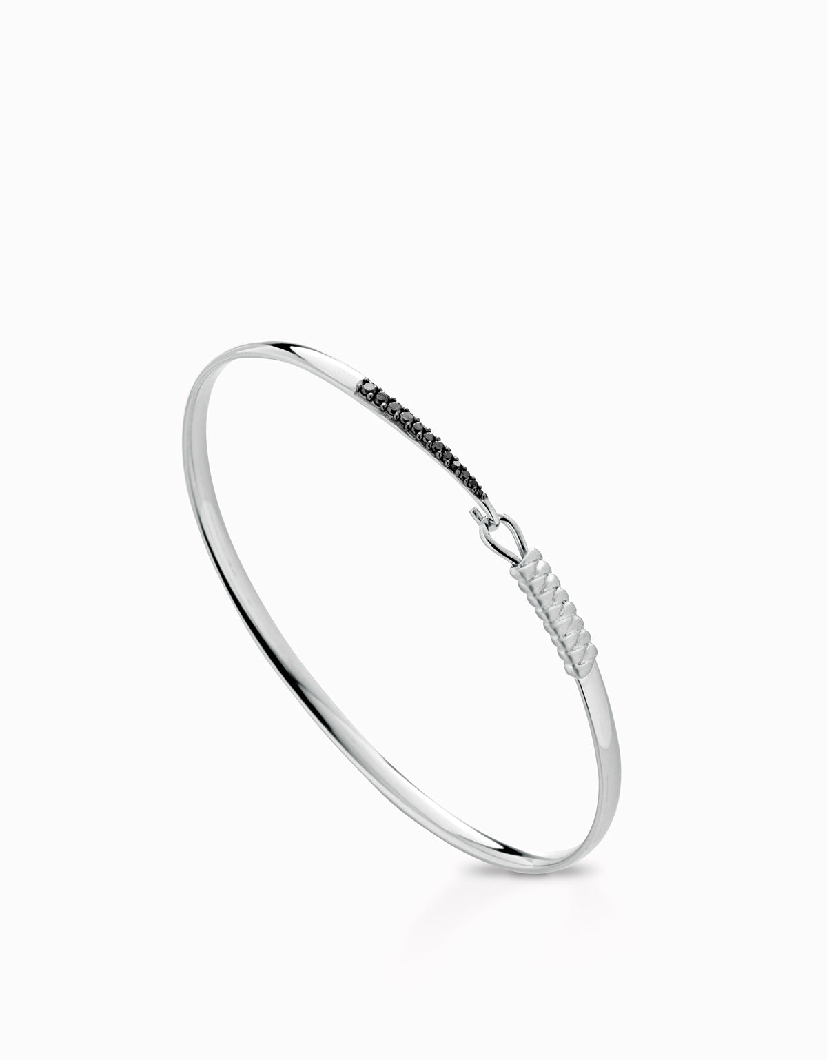 BRACCIALE RIGIDO IN ORO BIANCO CON DIAMANTI NERI