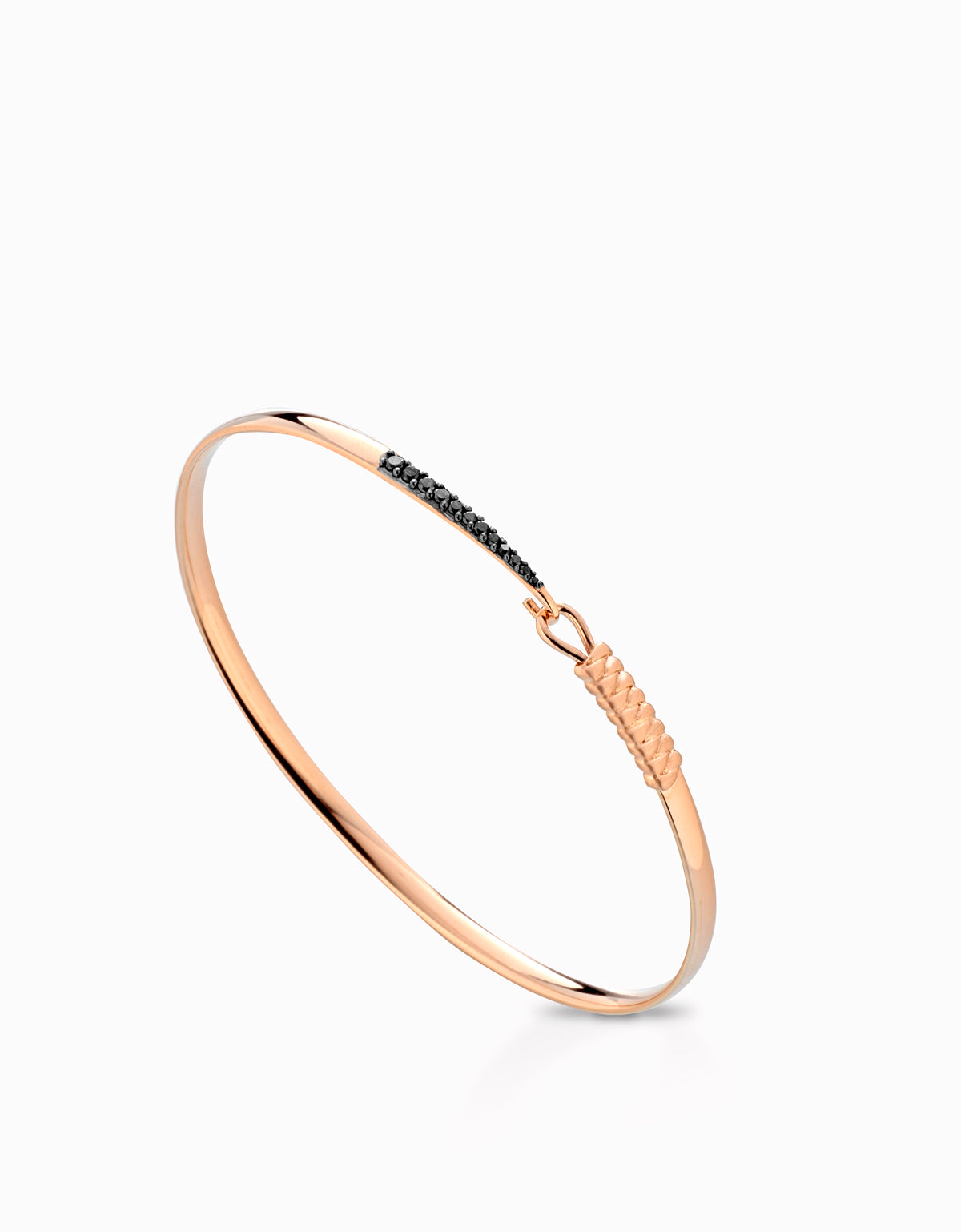 BRACCIALE RIGIDO IN ORO ROSA CON DIAMANTI NERI