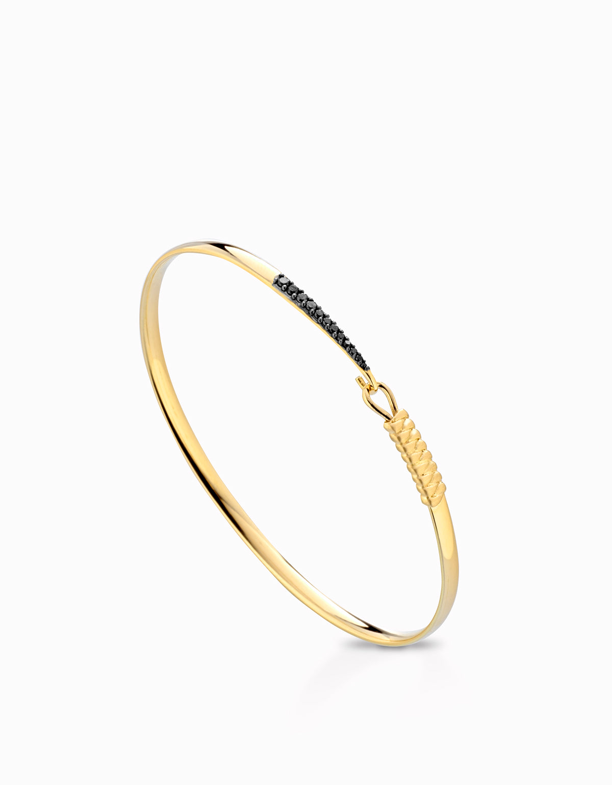 BRACCIALE RIGIDO IN ORO GIALLO CON DIAMANTI NERI