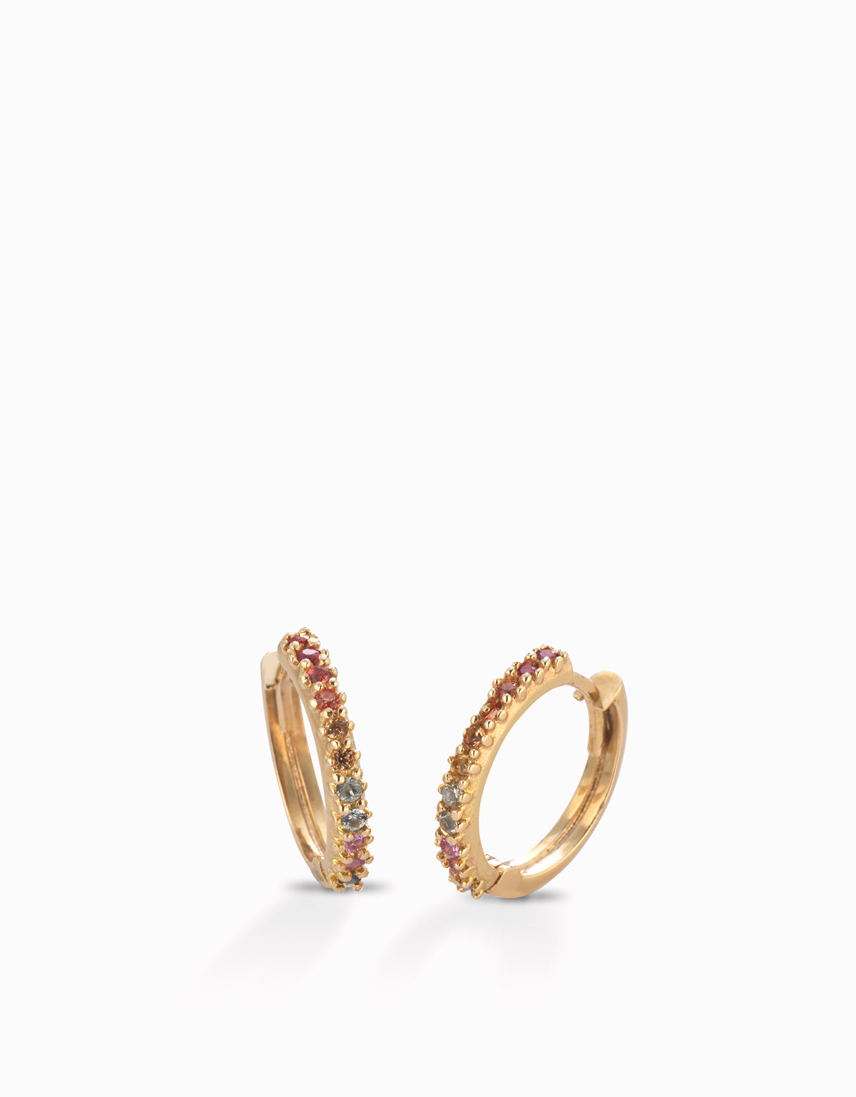 ORECCHINI A CERCHIO IN ORO ROSA CON PIETRE RAINBOW