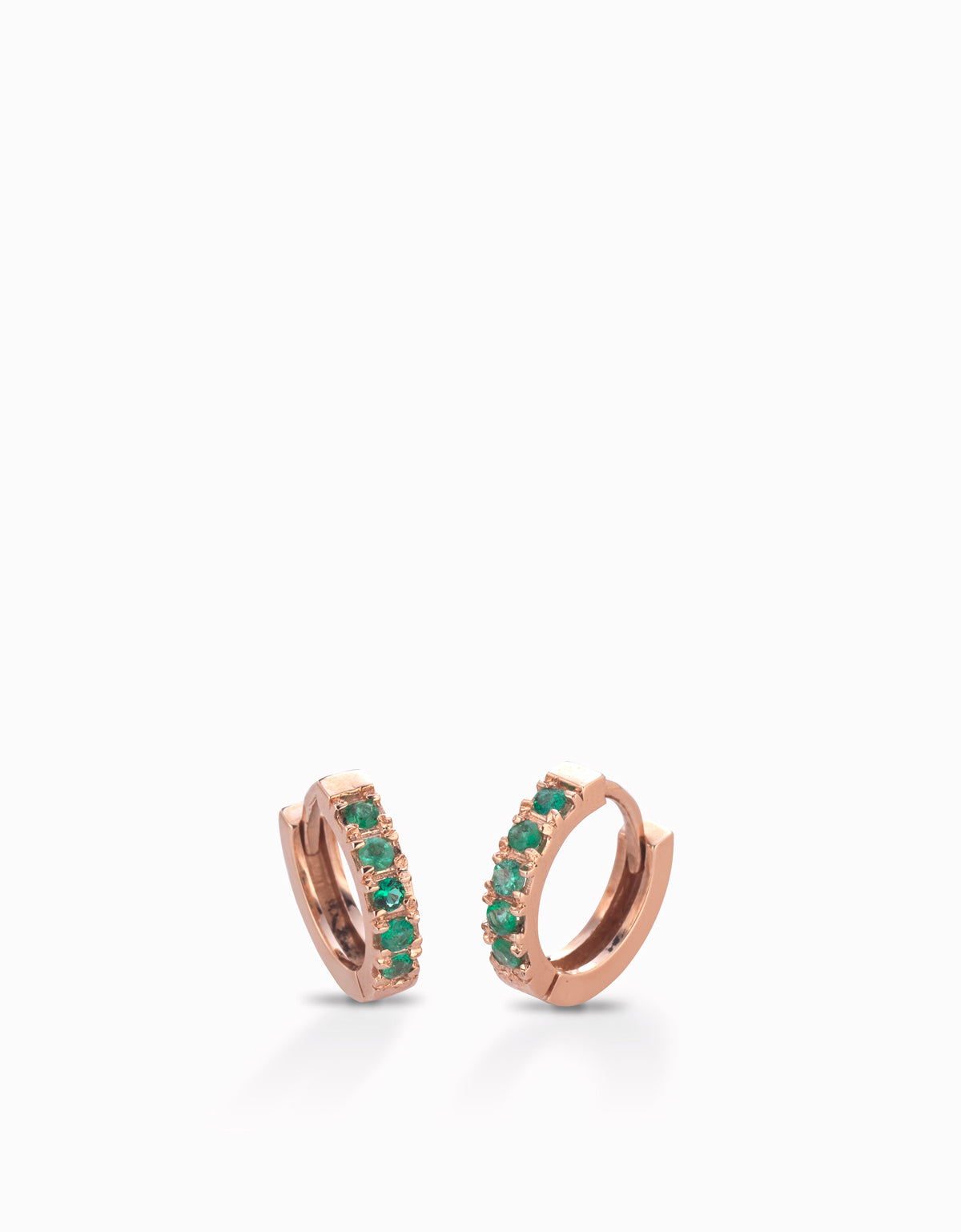 ORECCHINI A CERCHIO PICCOLO IN ORO ROSA CON SMERALDI