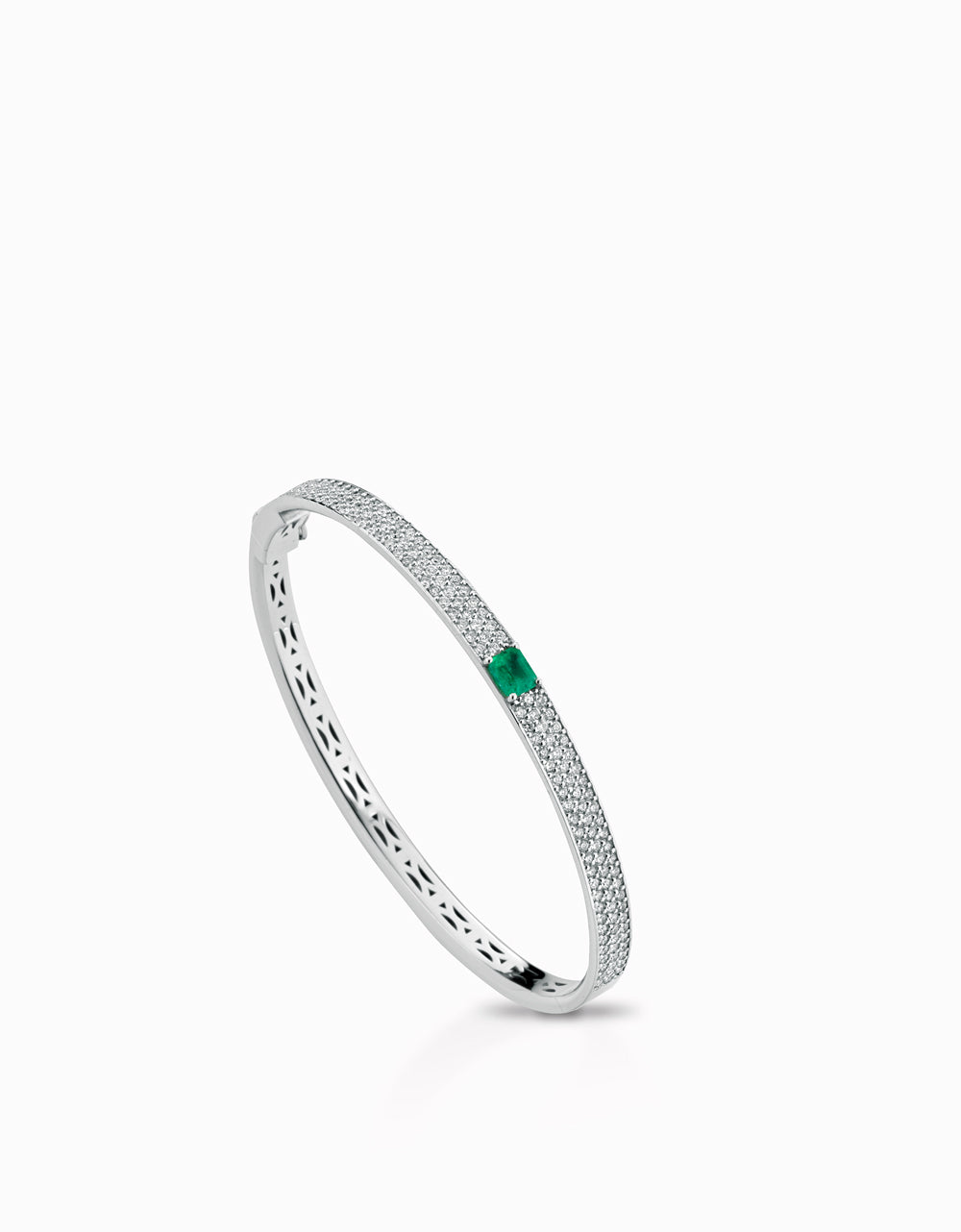 BRACCIALE RIGIDO DIAMANTI E SMERALDO