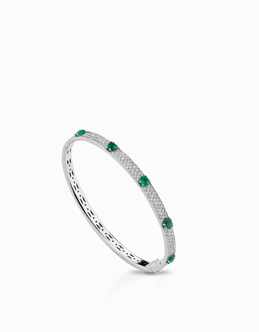 BRACCIALE RIGIDO CON DIAMANTI E SMERALDI