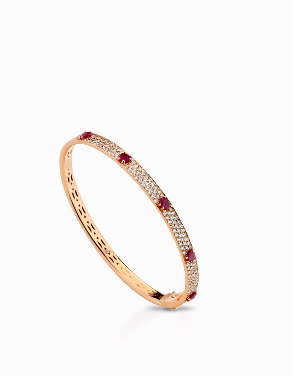 BRACCIALE RIGIDO CON DIAMANTI E RUBINI