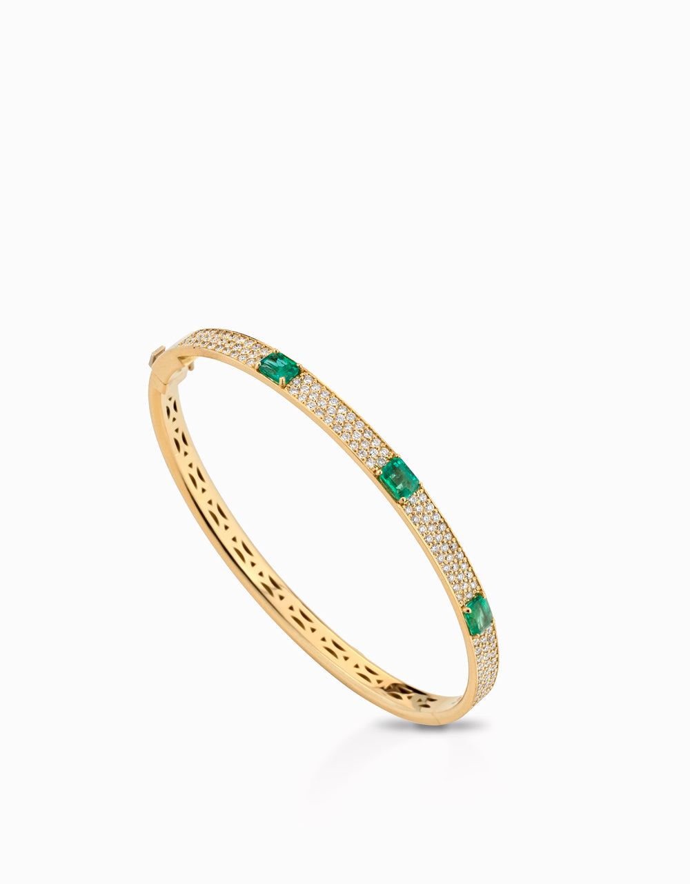 BRACCIALE RIGIDO CON DIAMANTI E SMERALDI