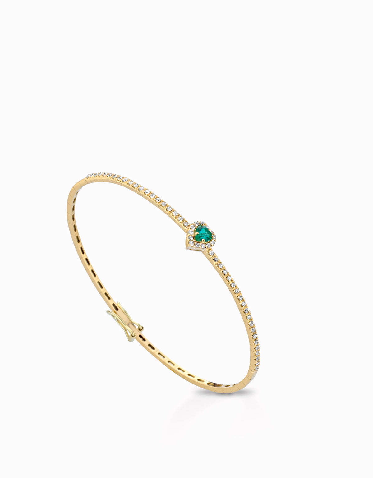 BRACCIALE IN ORO GIALLO CON CUORE DI SMERALDO E DIAMANTI