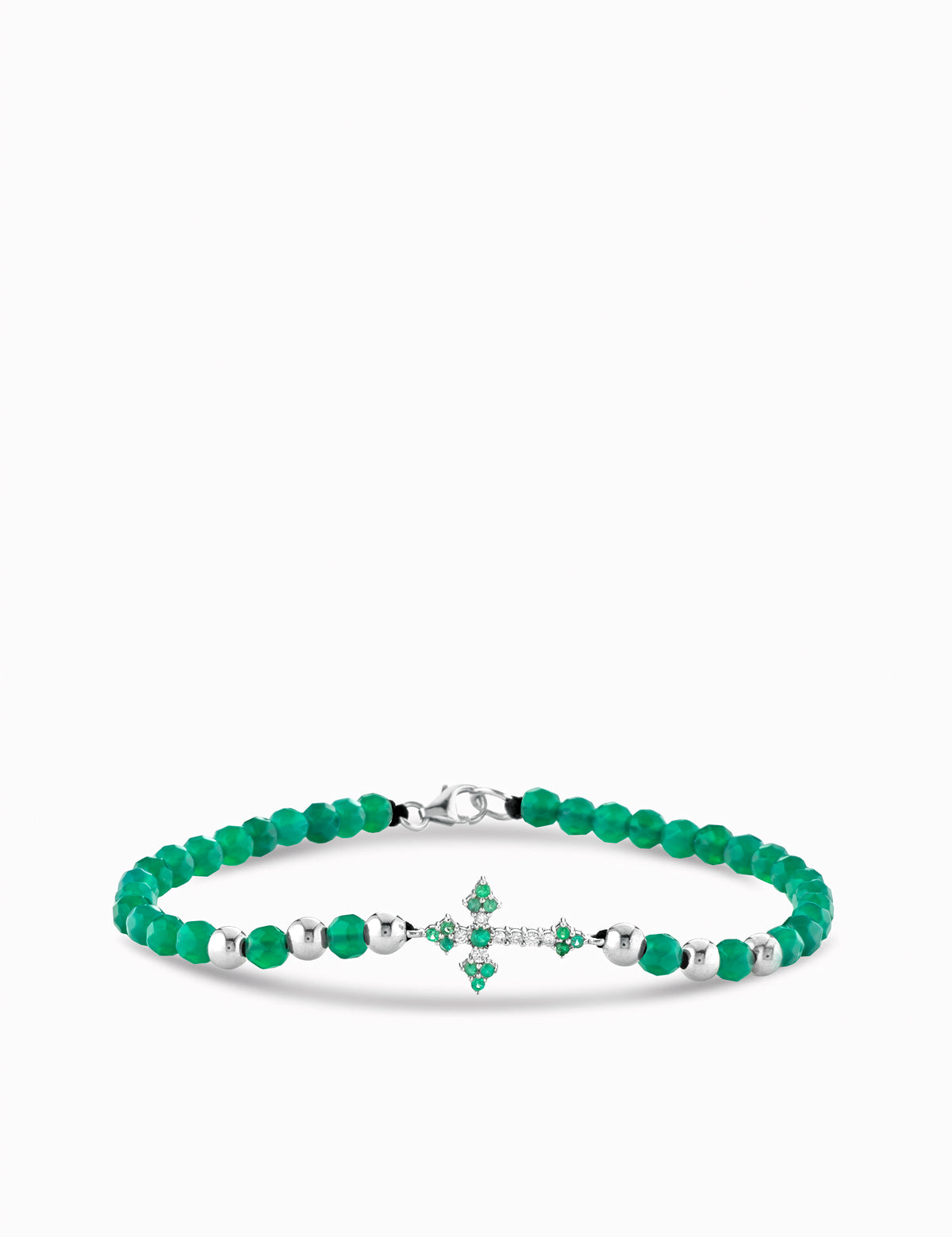 bracciale con croce in diamanti e smeraldi