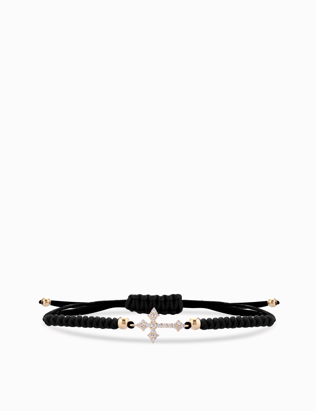 BRACCIALE CON LACCIO NERO CROCE DI DIAMANTI IN ORO GIALLO