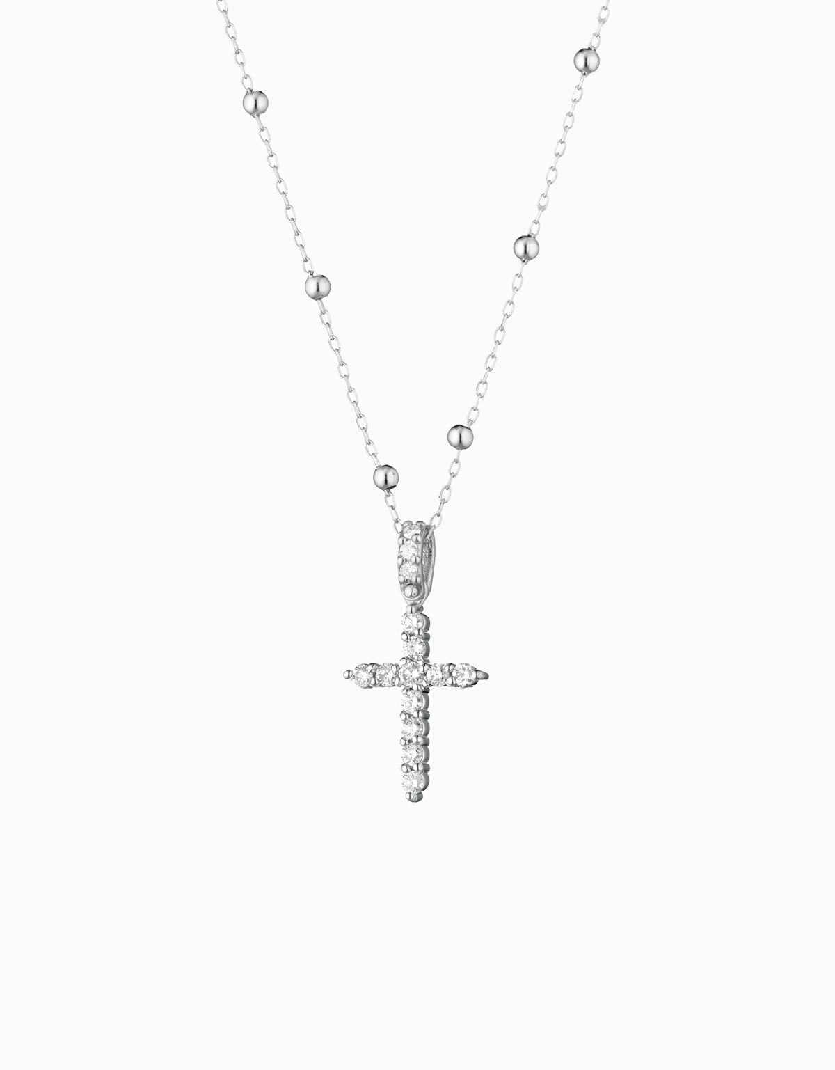 CROCE PICCOLA IN ORO BIANCO CON DIAMANTI