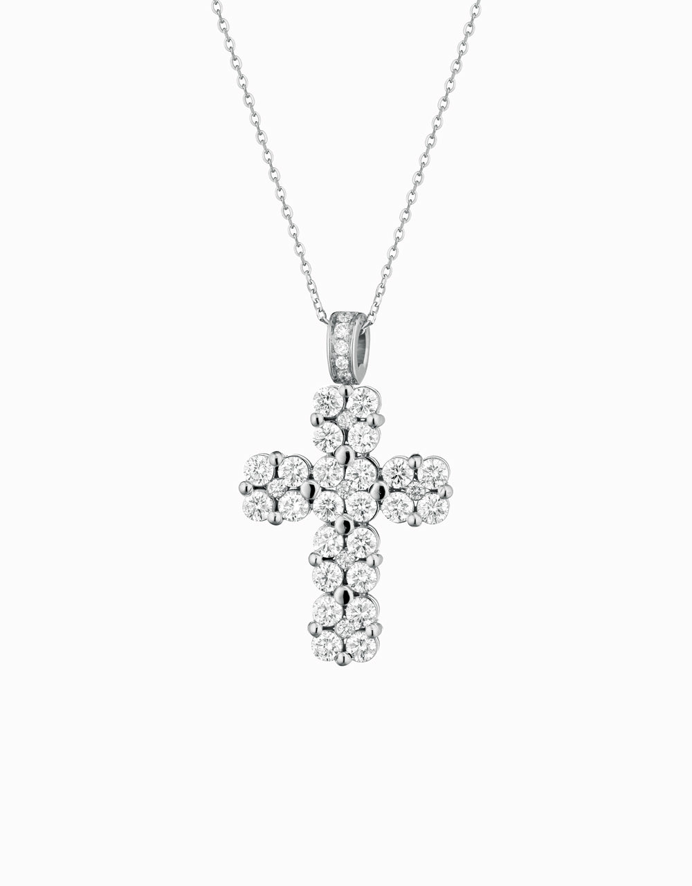 CROCE DONNA IN ORO BIANCO CON DIAMANTI