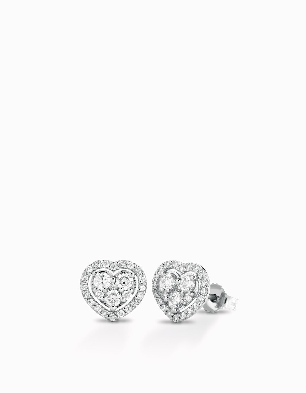 ORECCHINO A CUORE CON DIAMANTI IN ORO BIANCO
