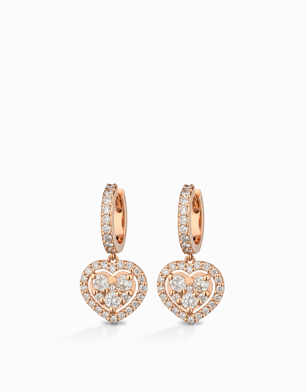 ORERCCHINO CERCHIO CON CUORE DIAMANTI IN ORO ROSA