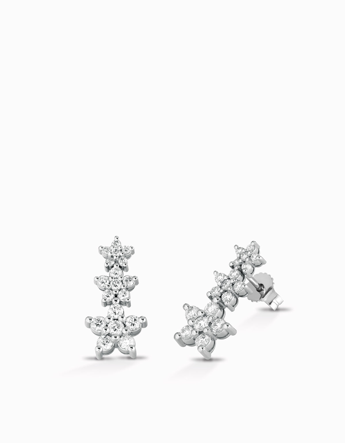 ORECCHINI MAGIC A TRILOGY FIORE GRANDI IN ORO BIANCO CON DIAMANTI