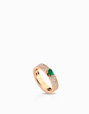 anello fascia diamanti con cuore smeraldo