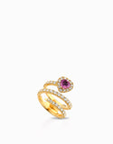anello spirale diamanti con cuore in zaffiro rosa