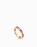 anello fascia diamanti con tre zaffiri rosa