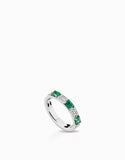 anello fascia diamanti con tre smeraldi