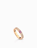 anello fascia diamanti con zaffiro rosa