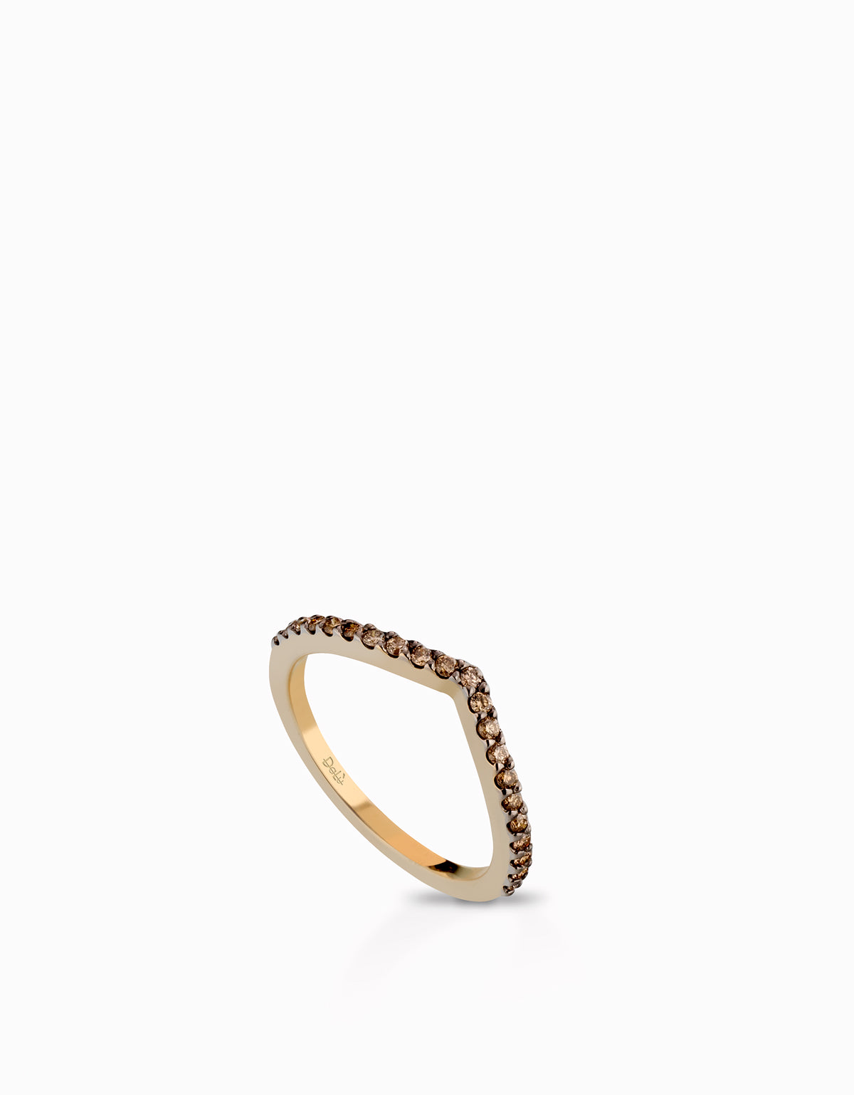 ANELLO A V IN ORO GIALLO CON DIAMANTI BROWN