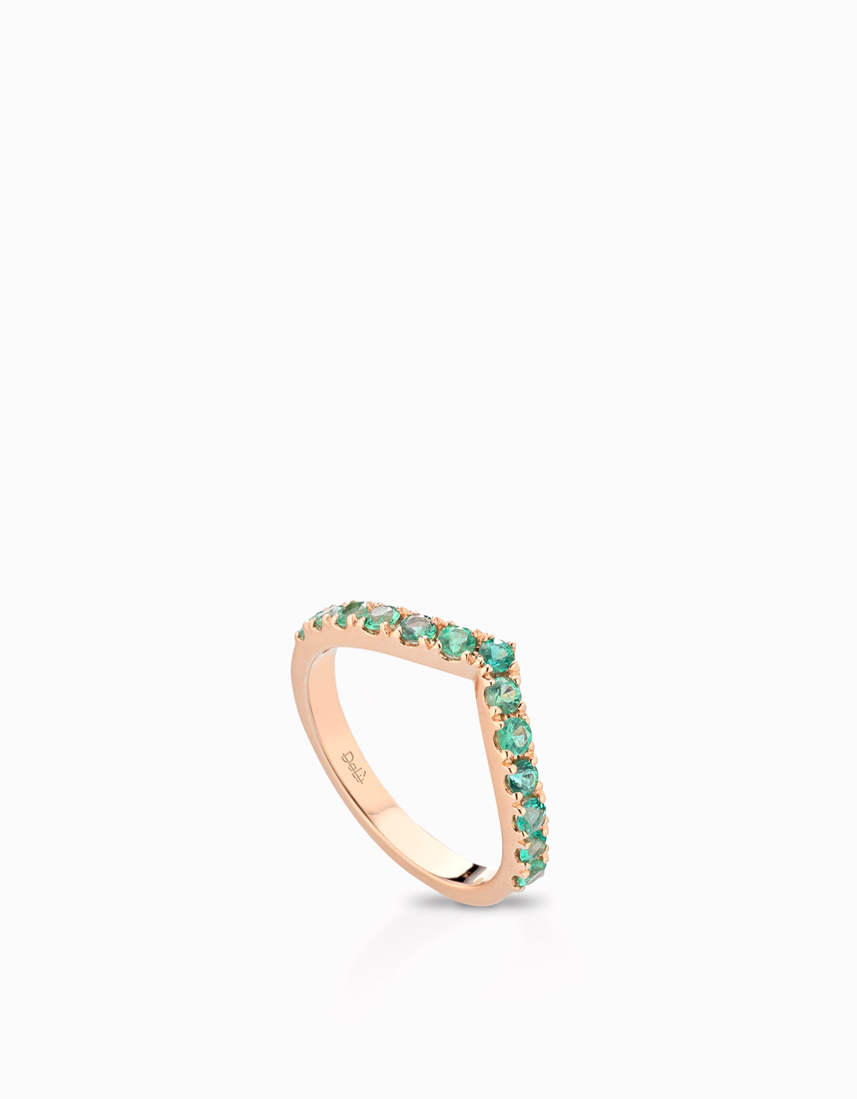 ANELLO A V IN ORO ROSA CON SMERALDI