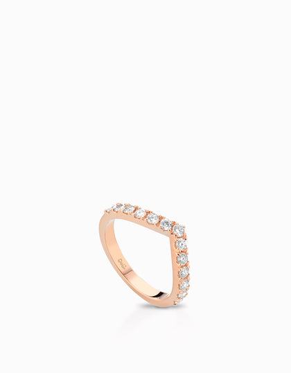 ANELLO A V IN ORO ROSA CON DIAMANTI