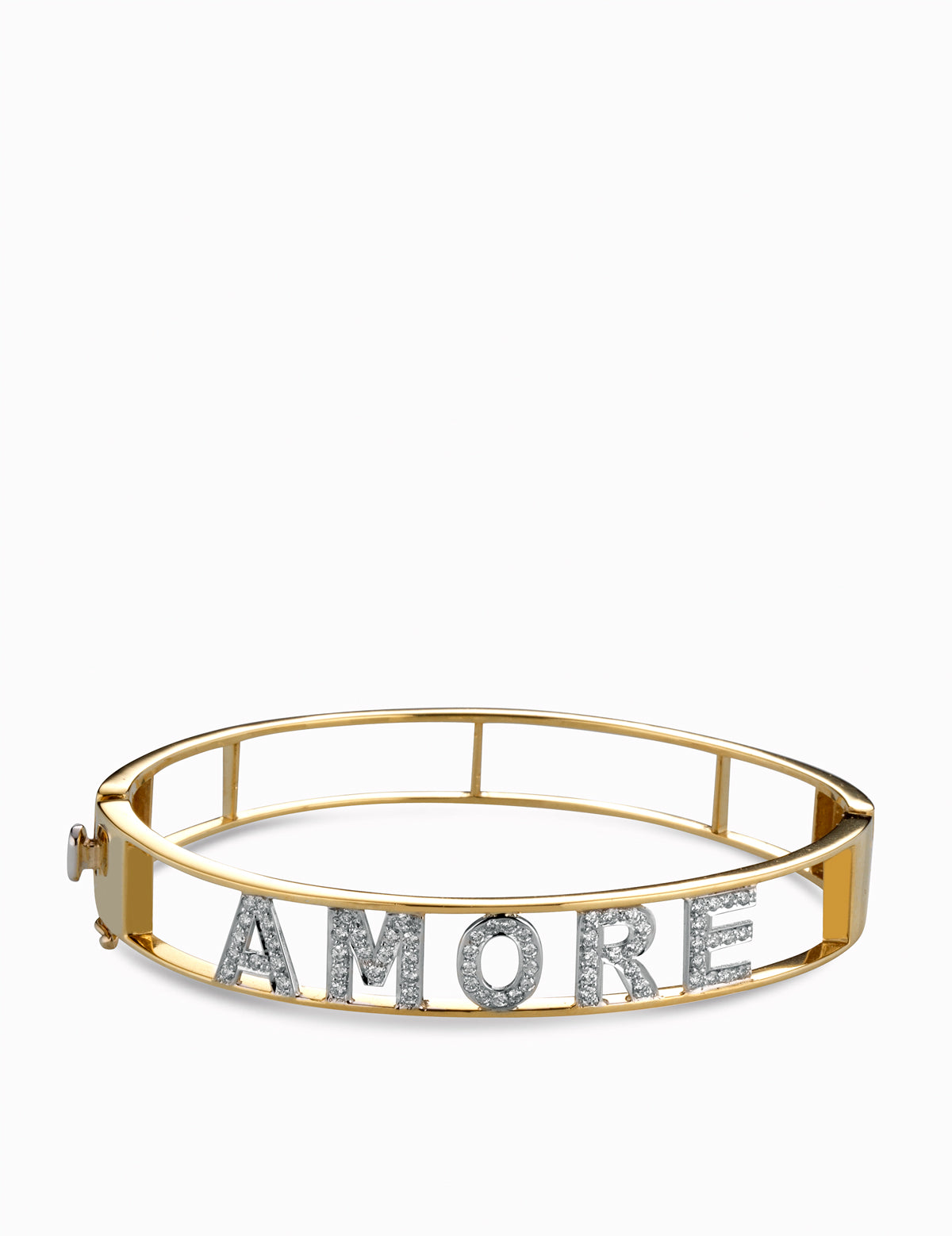 bracciale schiava con scritta amore oro bianco e oro giallo con diamanti