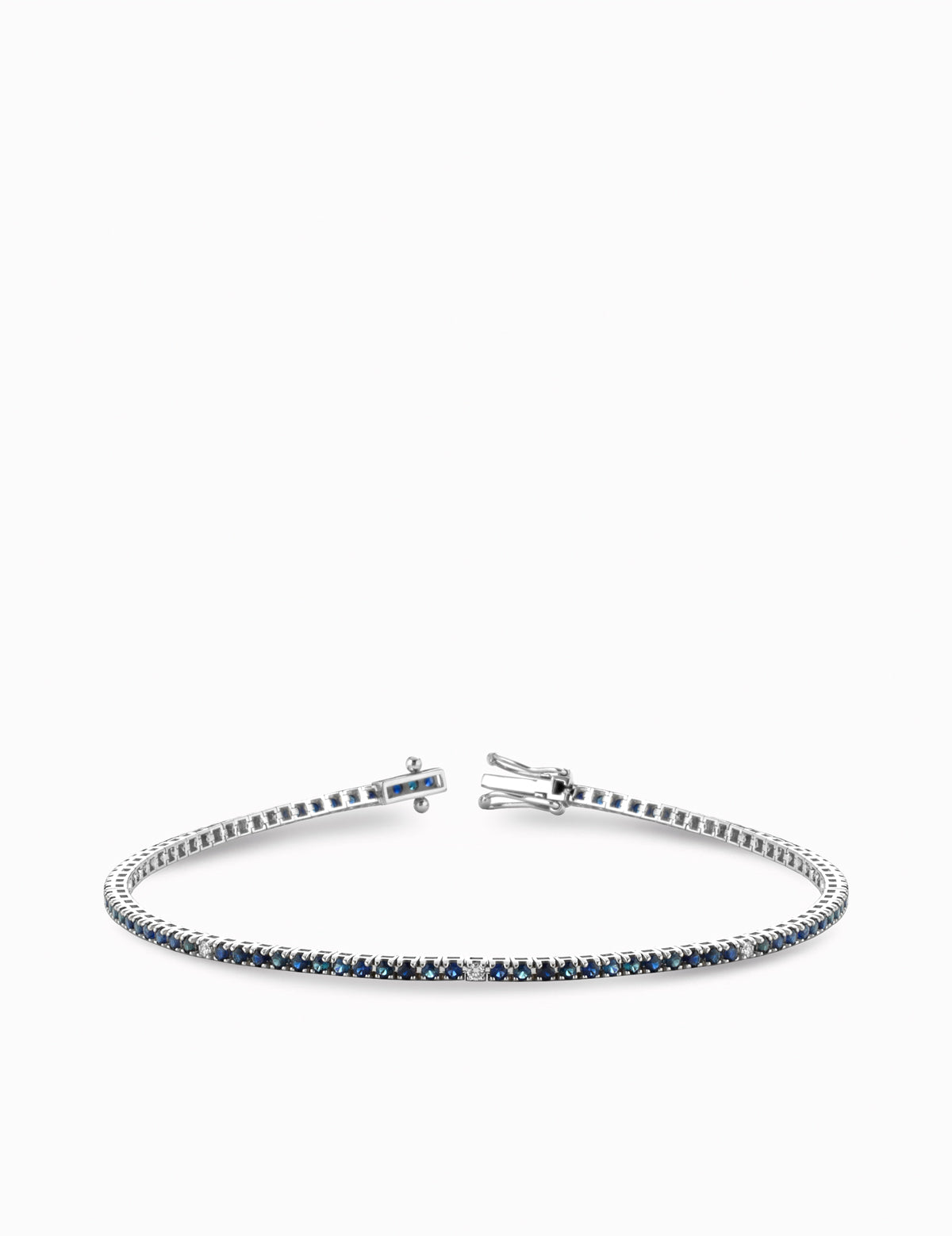 bracciale tennis oro bianco con diamanti e zaffiri