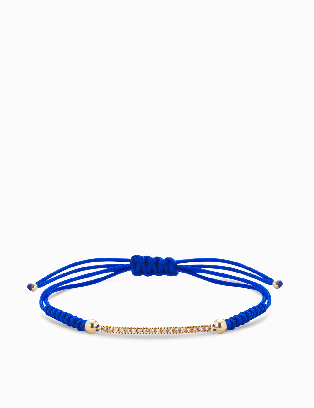 BRACCIALE CON LACCIO BLU IN ORO GIALLO E BACCHETTA CENTRALE DI DIAMANTI