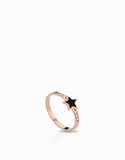 anello stella in oro rosa con smalto nero e diamanti