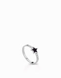 anello stella in oro bianco con smalto nero e diamanti
