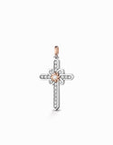 Croce bicolore stilizzata con diamanti bianchi