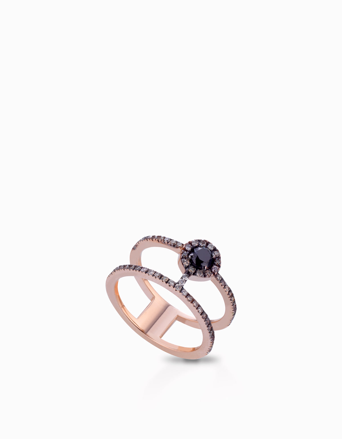 ANELLO INCROCIO CON DIAMANTI NERI